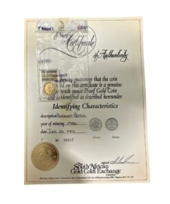 1986 Huguenot Protea one-tenth oz Proof Gold Coin