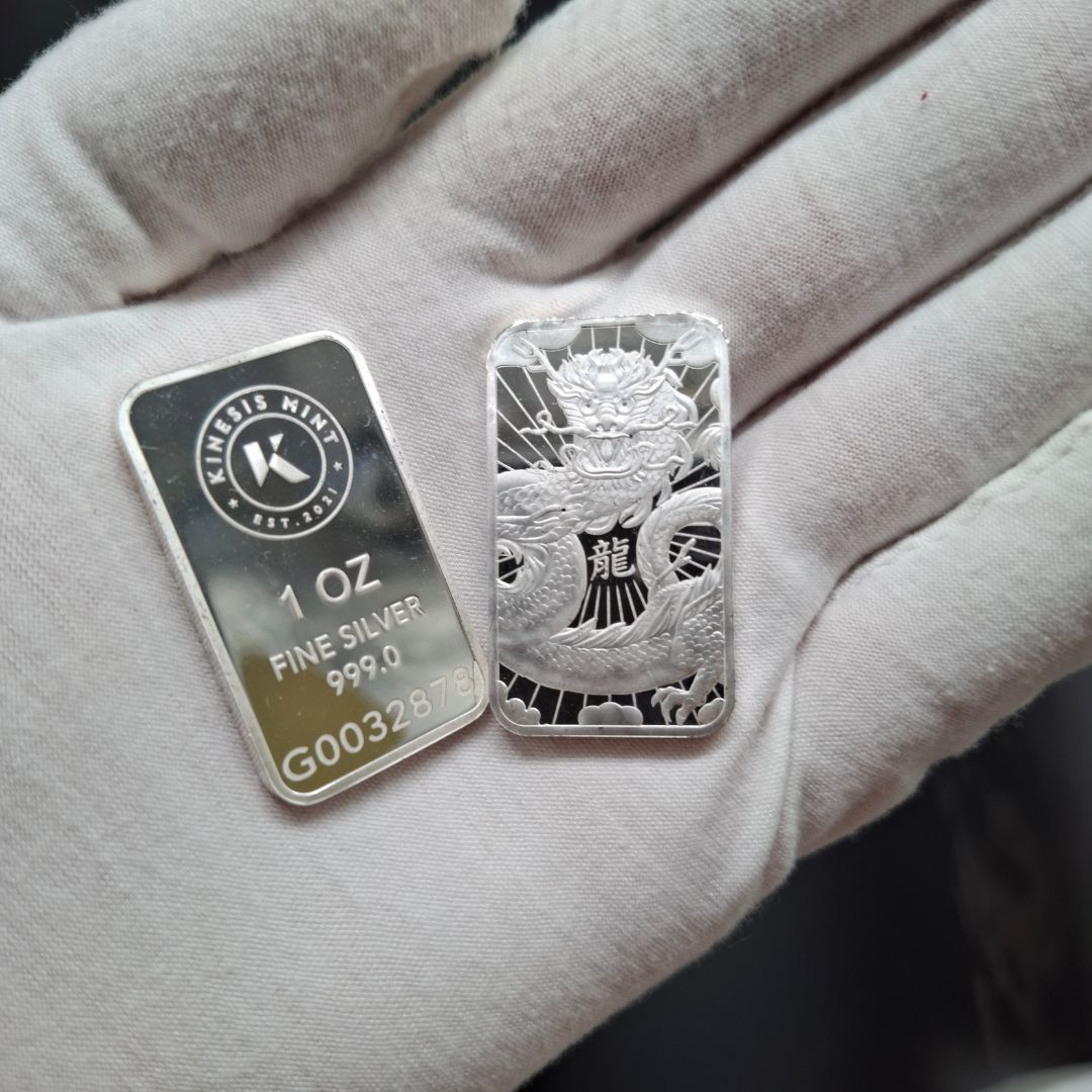 1oz Kinesis Silver Lunar Dragon Bar - Image 3